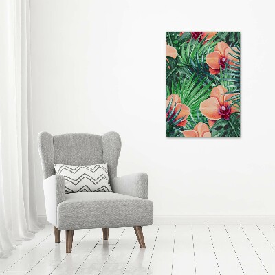 Print on a a glass Orchid and palm trees