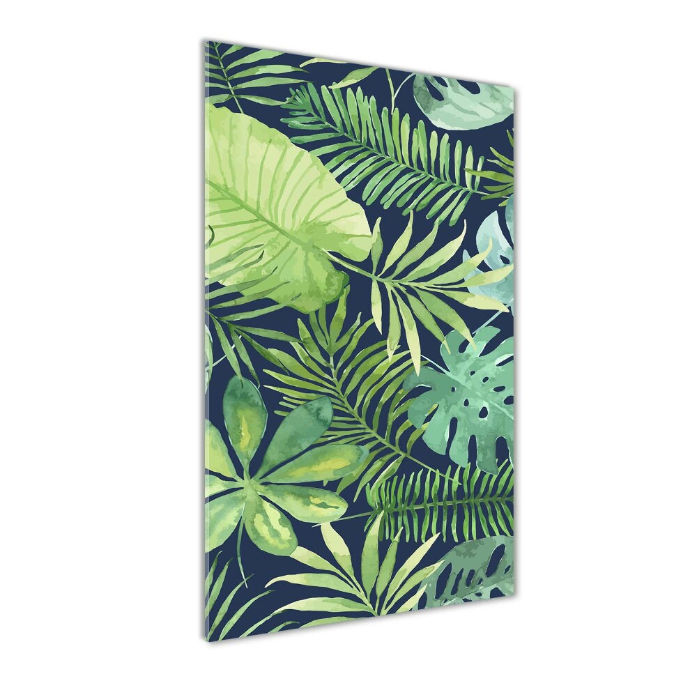 Glass wall art Tropical leaves