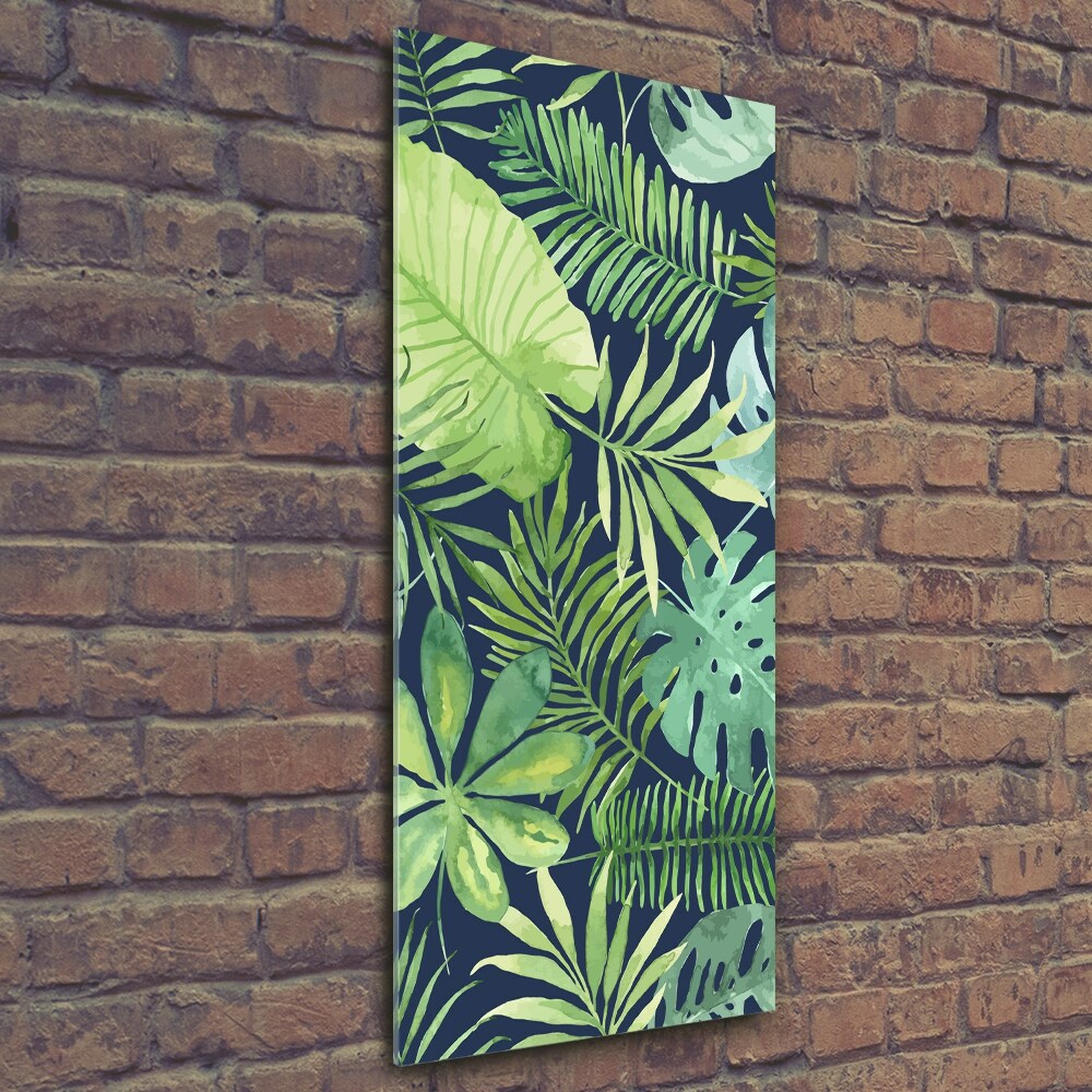 Glass wall art Tropical leaves