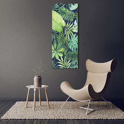 Glass wall art Tropical leaves