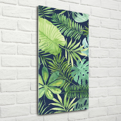 Glass wall art Tropical leaves