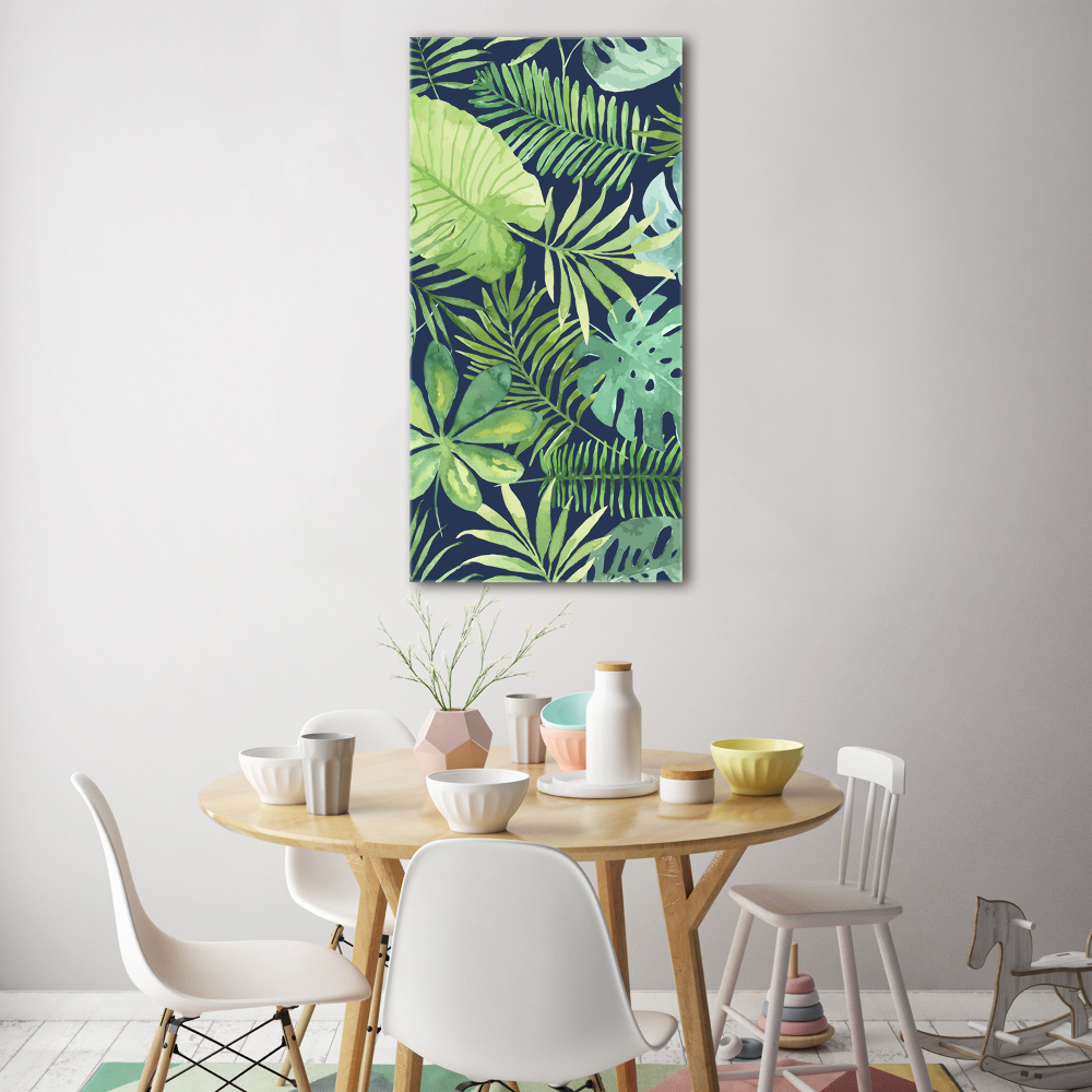 Glass wall art Tropical leaves