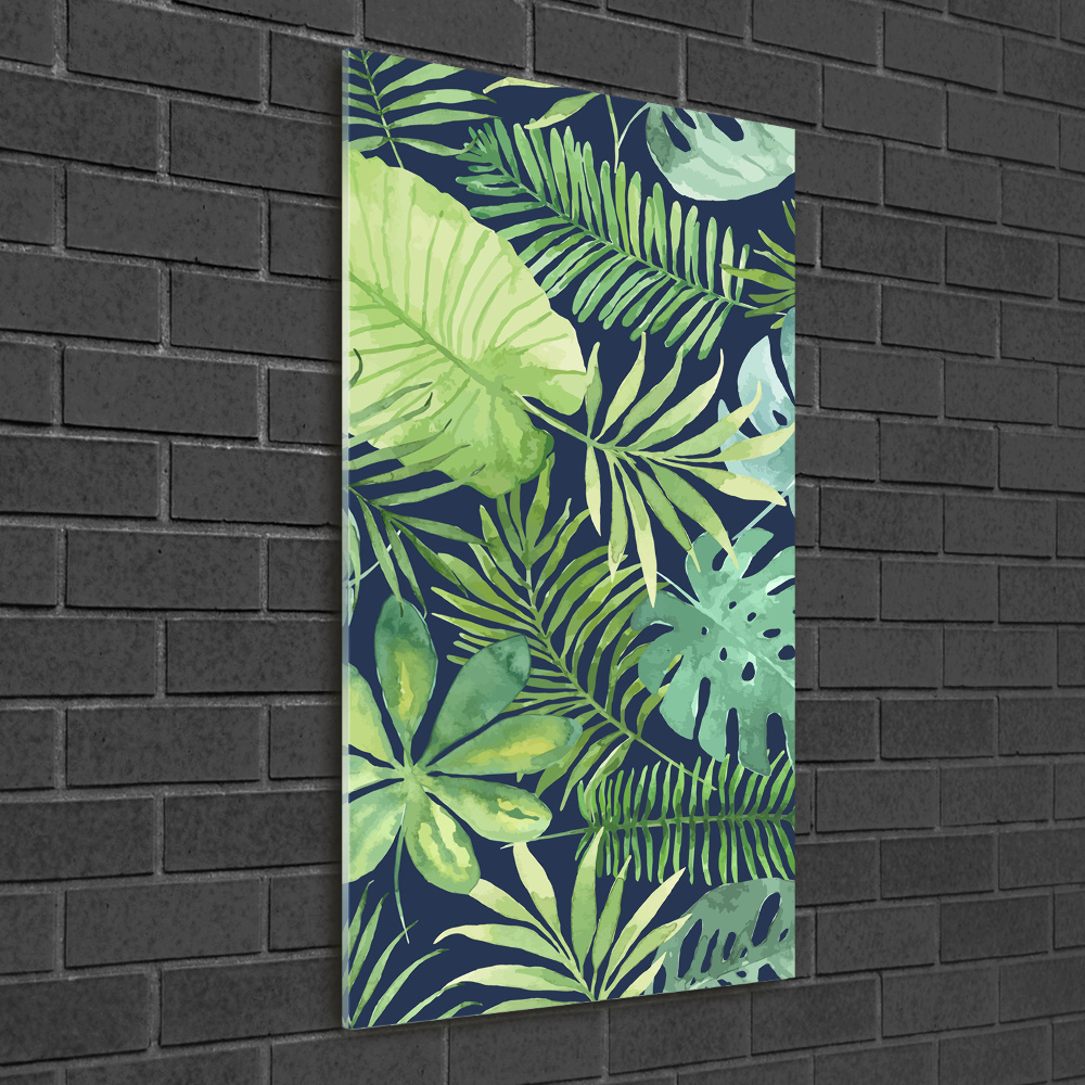 Glass wall art Tropical leaves