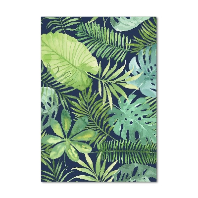 Glass wall art Tropical leaves