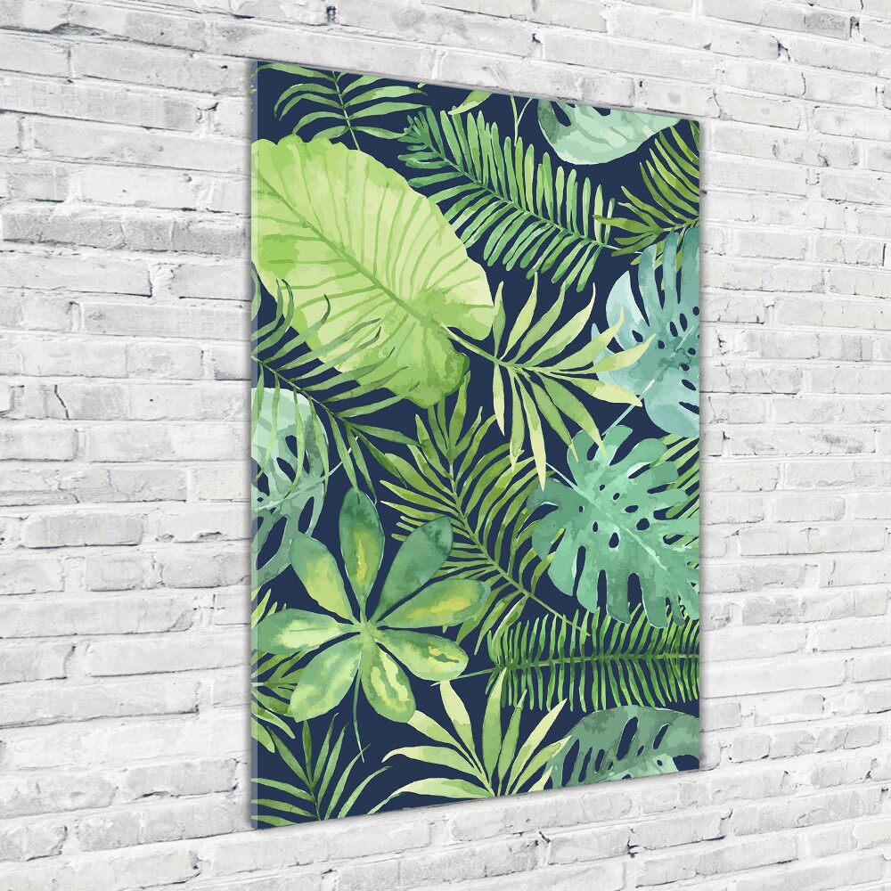 Glass wall art Tropical leaves