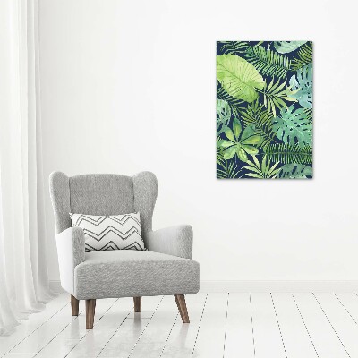 Glass wall art Tropical leaves