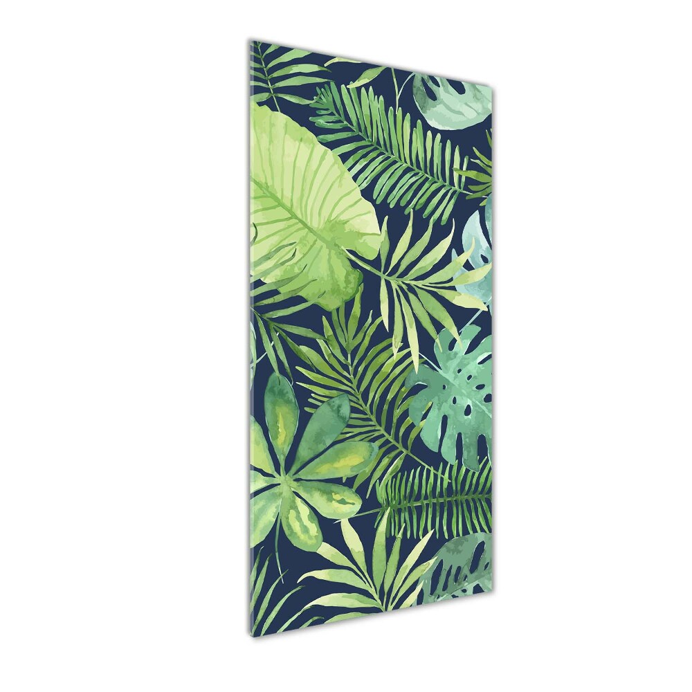 Glass wall art Tropical leaves