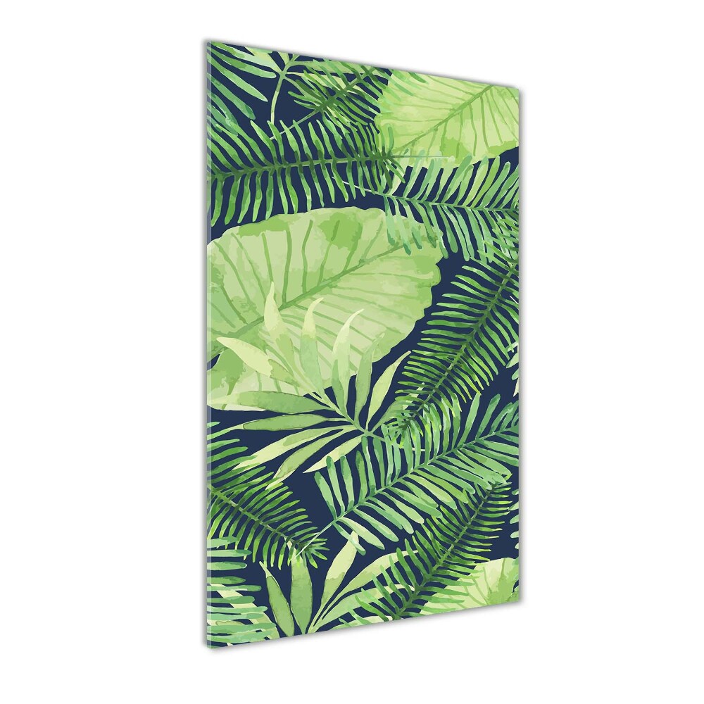 Glass wall art Tropical leaves