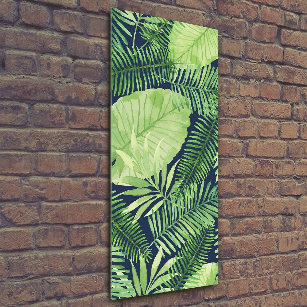 Glass wall art Tropical leaves