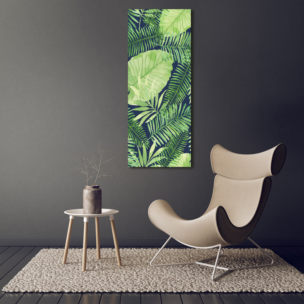 Glass wall art Tropical leaves