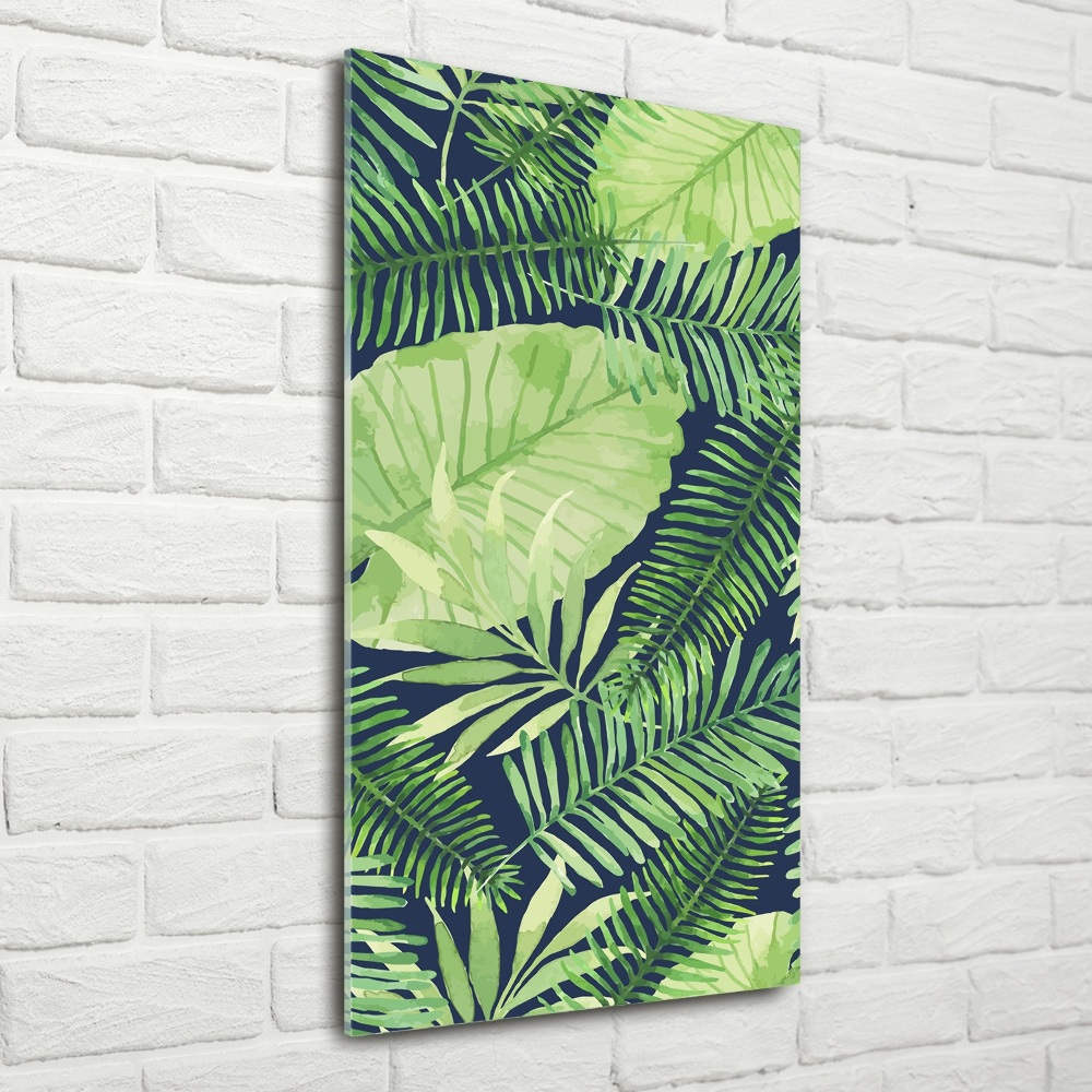 Glass wall art Tropical leaves