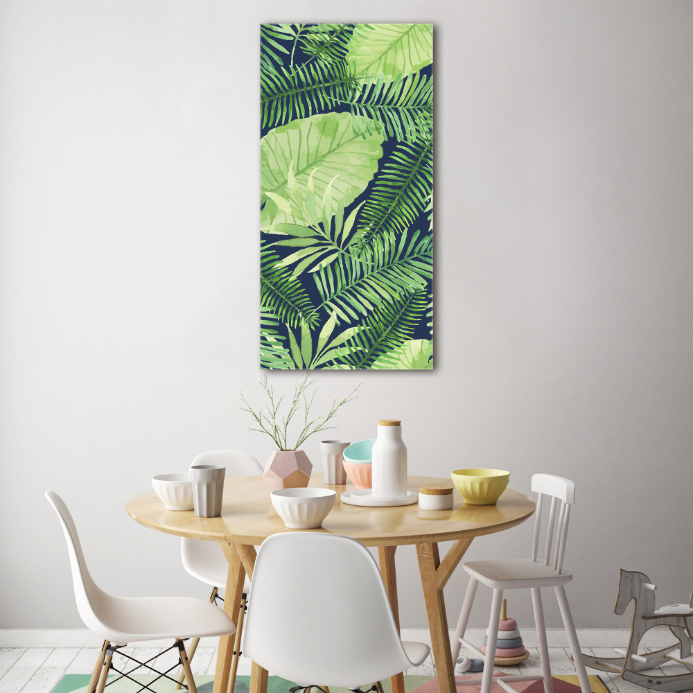 Glass wall art Tropical leaves