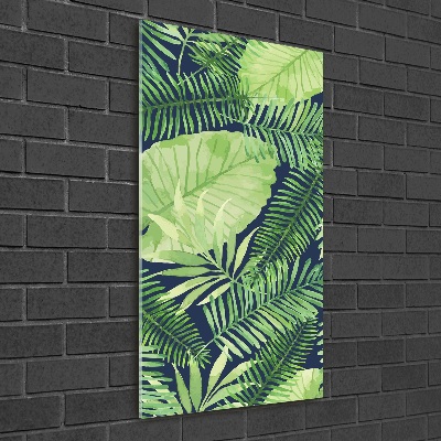 Glass wall art Tropical leaves