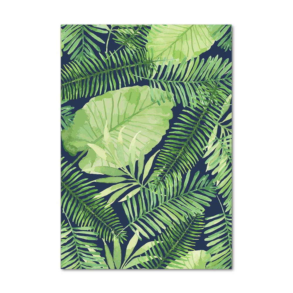 Glass wall art Tropical leaves