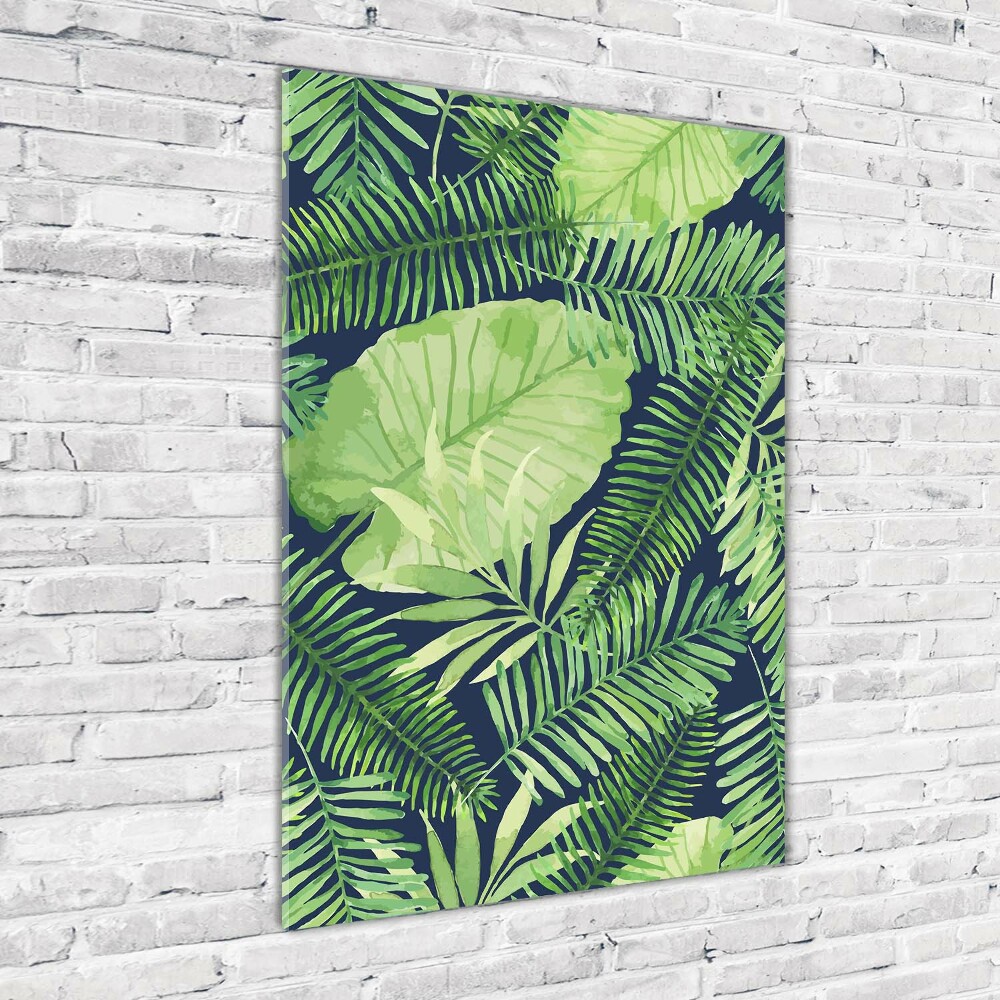 Glass wall art Tropical leaves