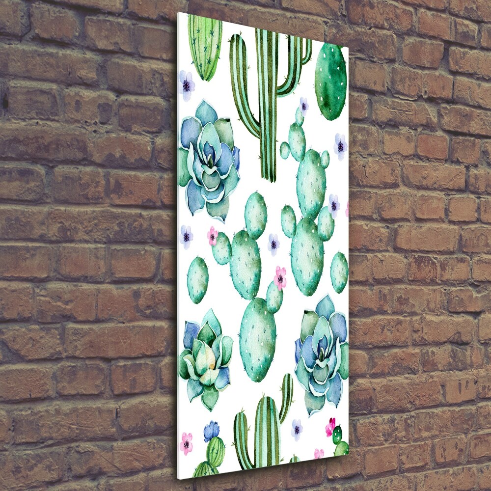 Glass wall art Cacti