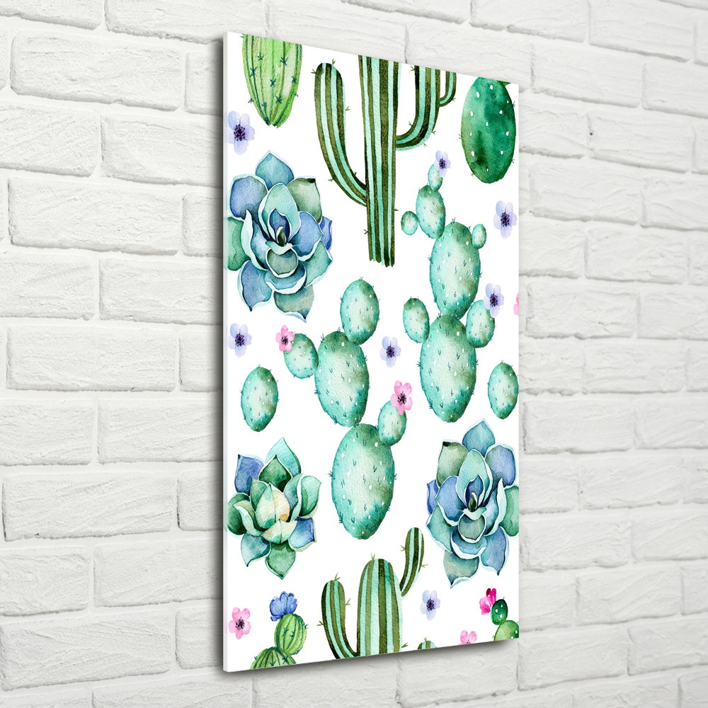 Glass wall art Cacti