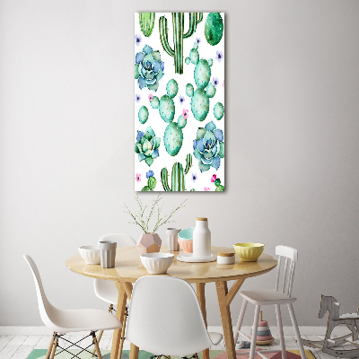 Glass wall art Cacti