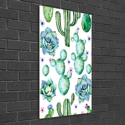 Glass wall art Cacti