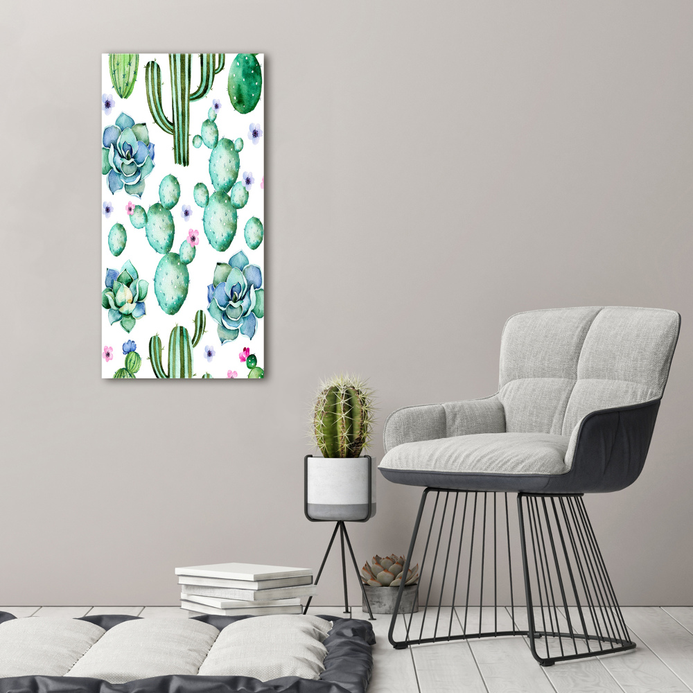 Glass wall art Cacti