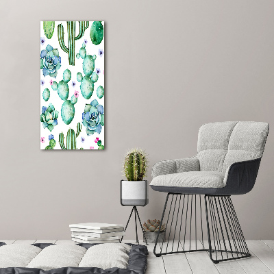 Glass wall art Cacti