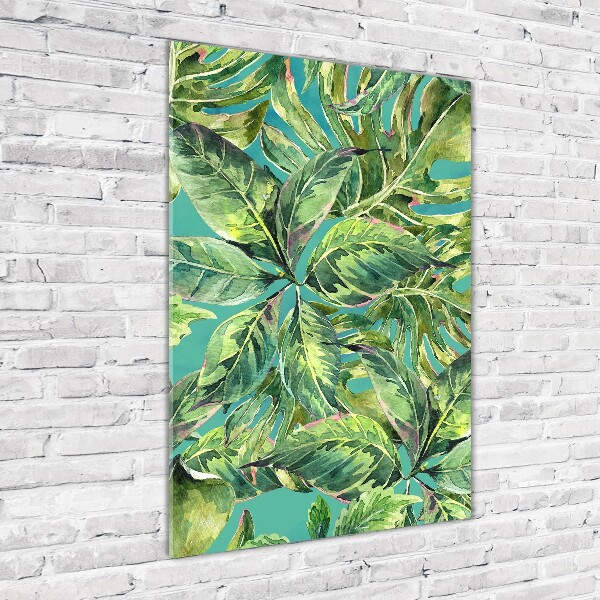 Glass art picture Tropical leaves