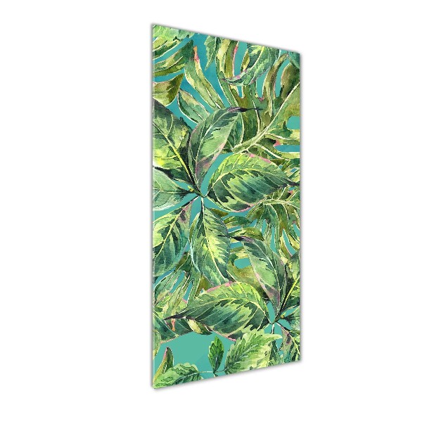 Glass art picture Tropical leaves