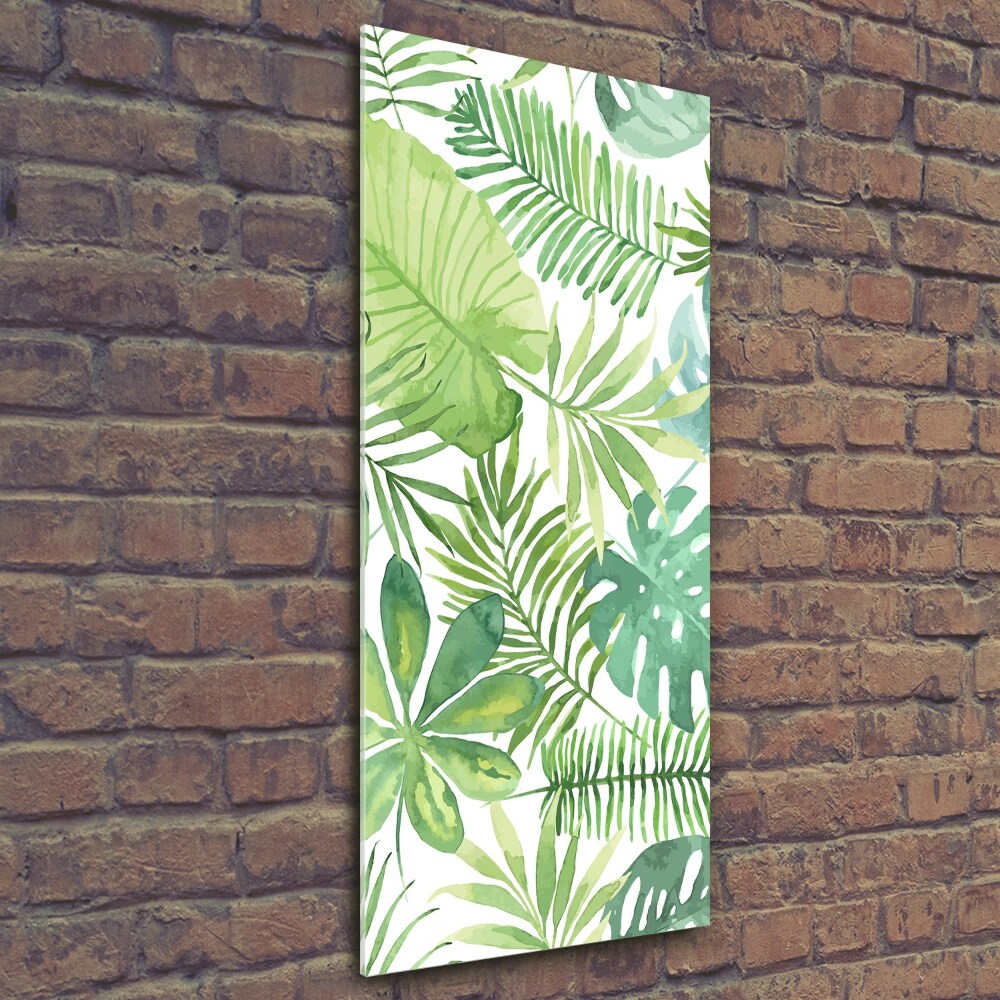 Glass wall art Tropical leaves