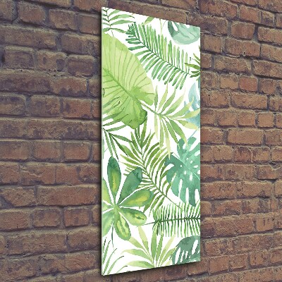 Glass wall art Tropical leaves