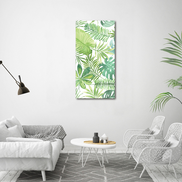 Glass wall art Tropical leaves