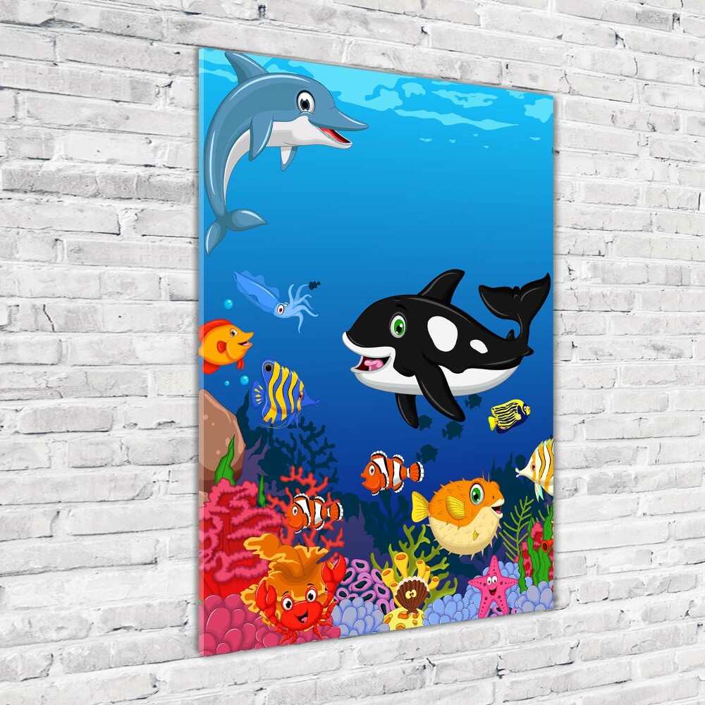 Glass wall art Underwater world