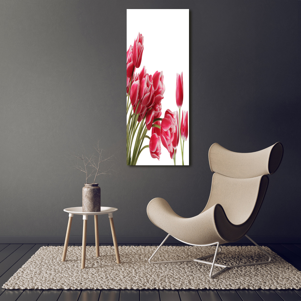 Photo printed on glass Red tulips