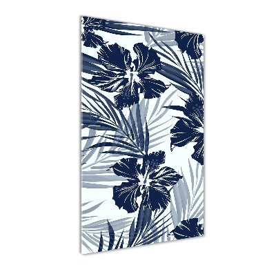 Glass wall art Tropical flowers