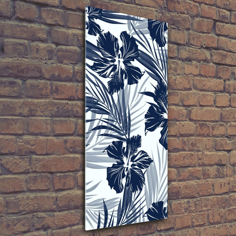 Glass wall art Tropical flowers