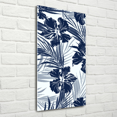 Glass wall art Tropical flowers