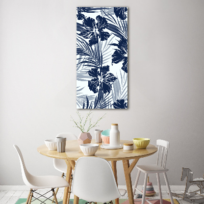 Glass wall art Tropical flowers