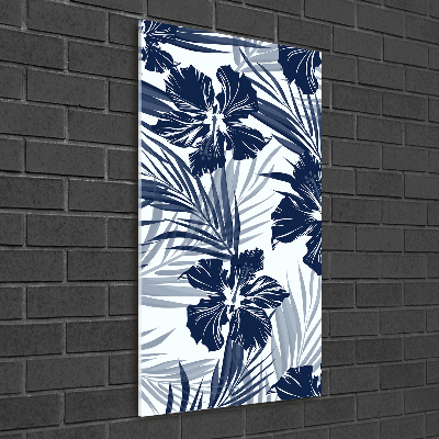 Glass wall art Tropical flowers