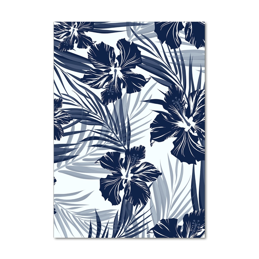 Glass wall art Tropical flowers