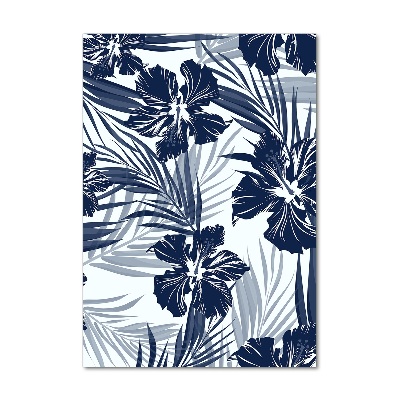 Glass wall art Tropical flowers