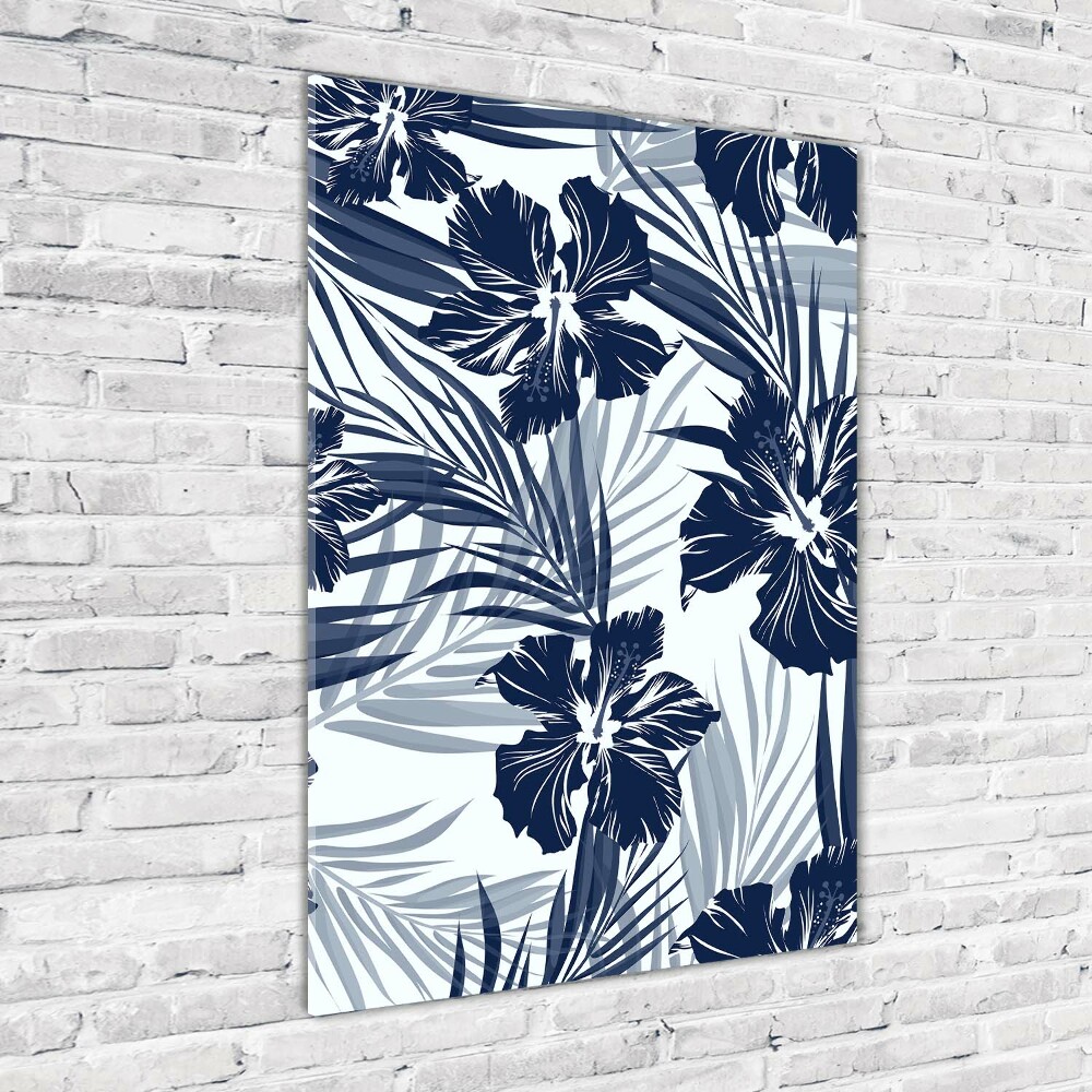 Glass wall art Tropical flowers