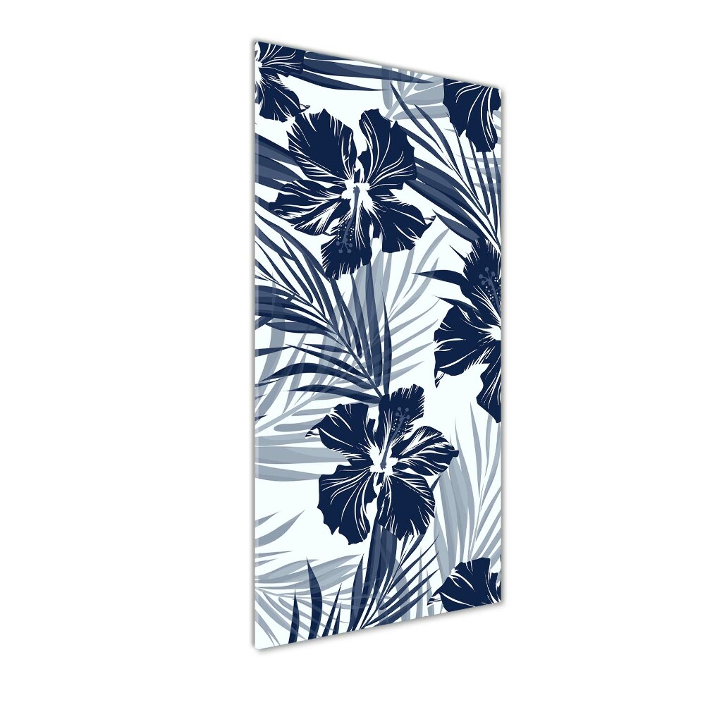 Glass wall art Tropical flowers