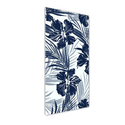 Glass wall art Tropical flowers