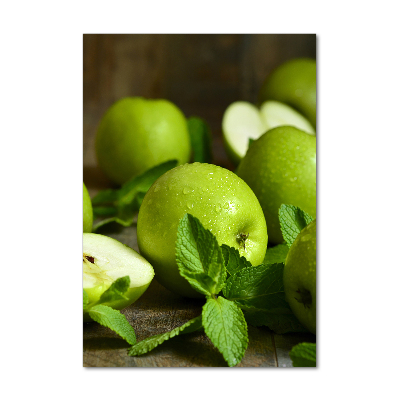 Glass art picture Green apples