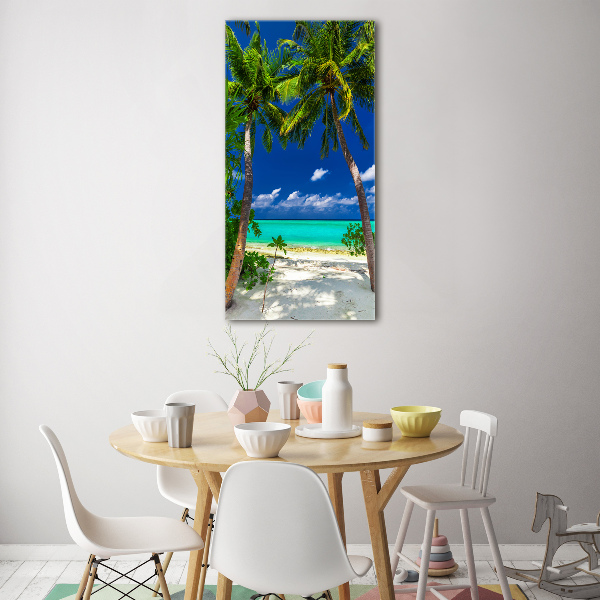 Printed glass wall art Tropical beach