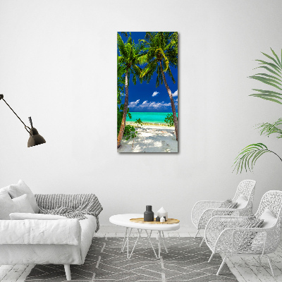 Printed glass wall art Tropical beach