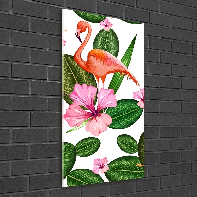 Wall art on glass Flamingos and flowers