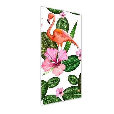 Wall art on glass Flamingos and flowers