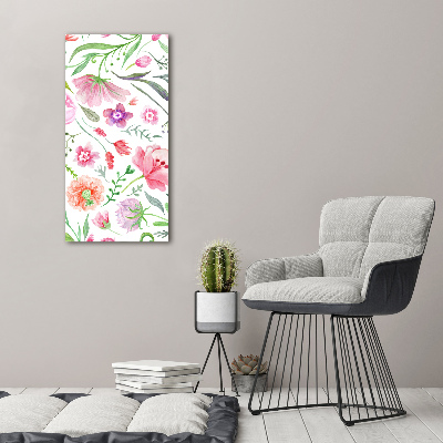 Glass wall art Field flowers