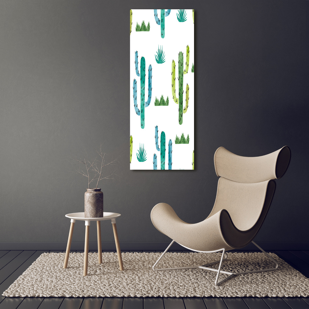 Glass wall art Cacti