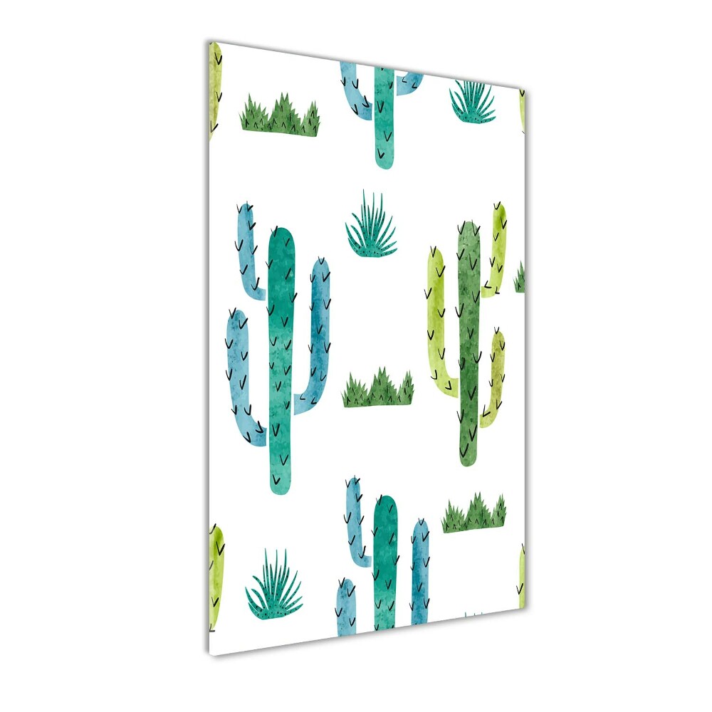 Glass wall art Cacti